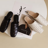 Eve Woven Leather Mules in White NEW GEW